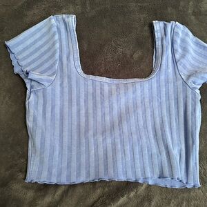 Aerie Light Blue Striped Blouse
